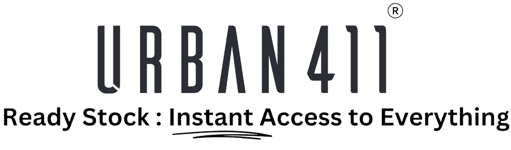 Urban 411 Office Furniture logo with tagline 'Ready Stock: Instant Access to Everything' – leading office furniture supplier in Dubai.